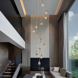 Setya Long Drop Crystal Chandelier 20-lights Seus Lighting