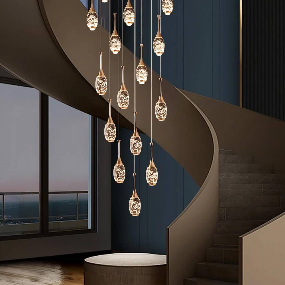 Setya Long Drop Crystal Chandelier  Seus Lighting