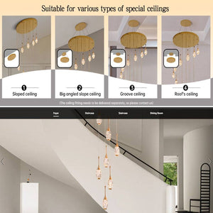 Setya Long Drop Crystal Chandelier  Seus Lighting