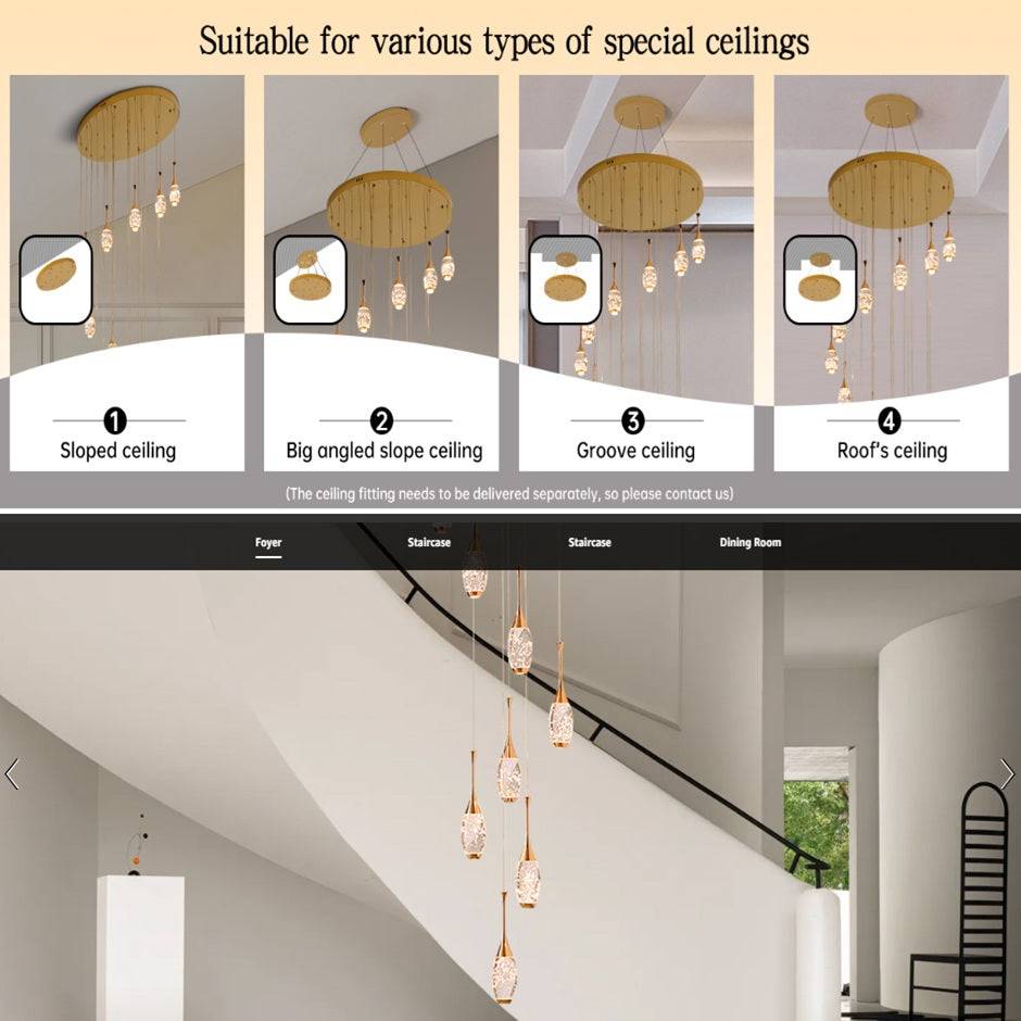 Setya Long Drop Crystal Chandelier  Seus Lighting