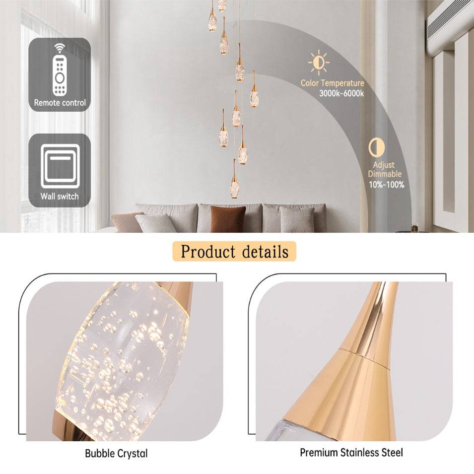 Setya Long Drop Crystal Chandelier  Seus Lighting