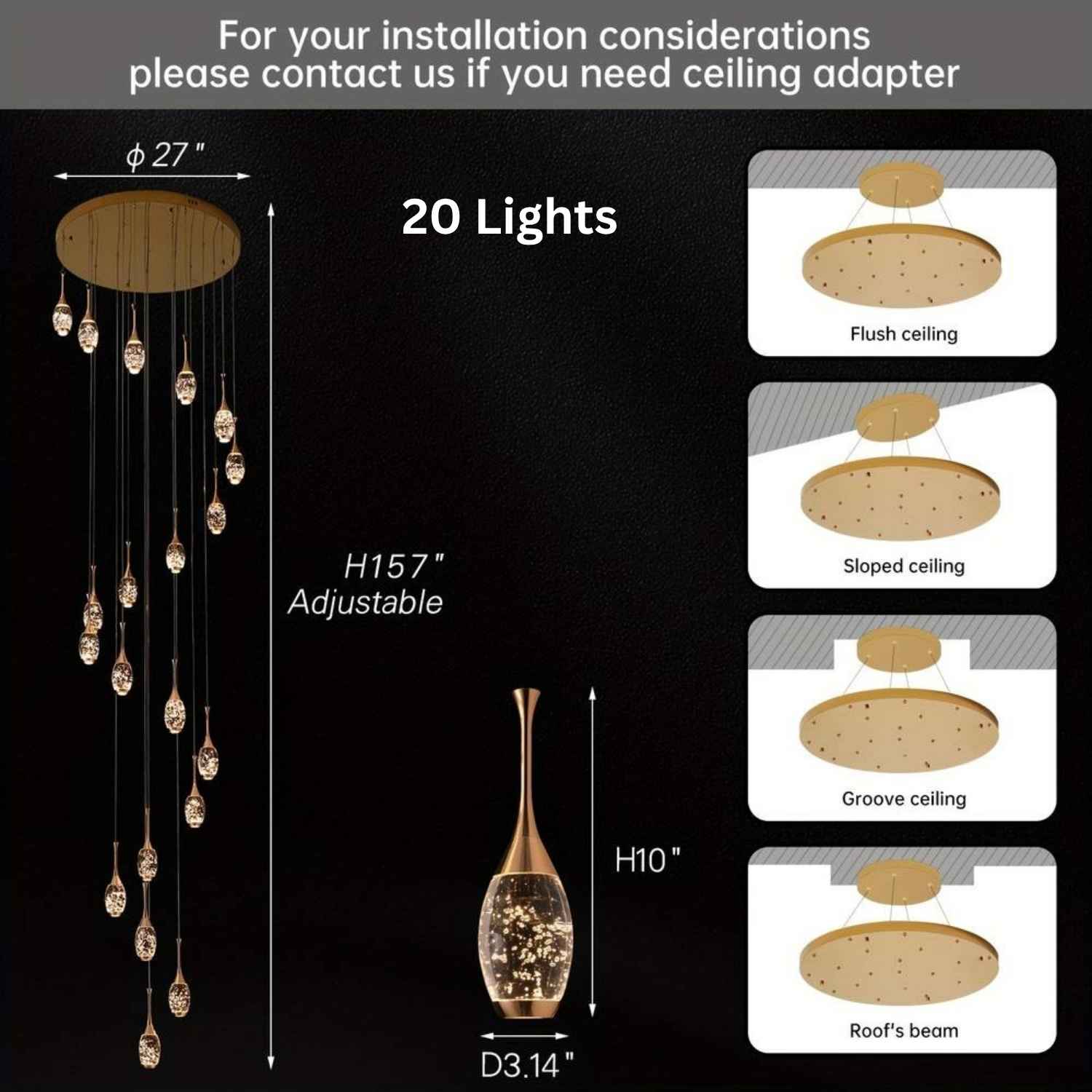 Setya Long Drop Crystal Chandelier  Seus Lighting