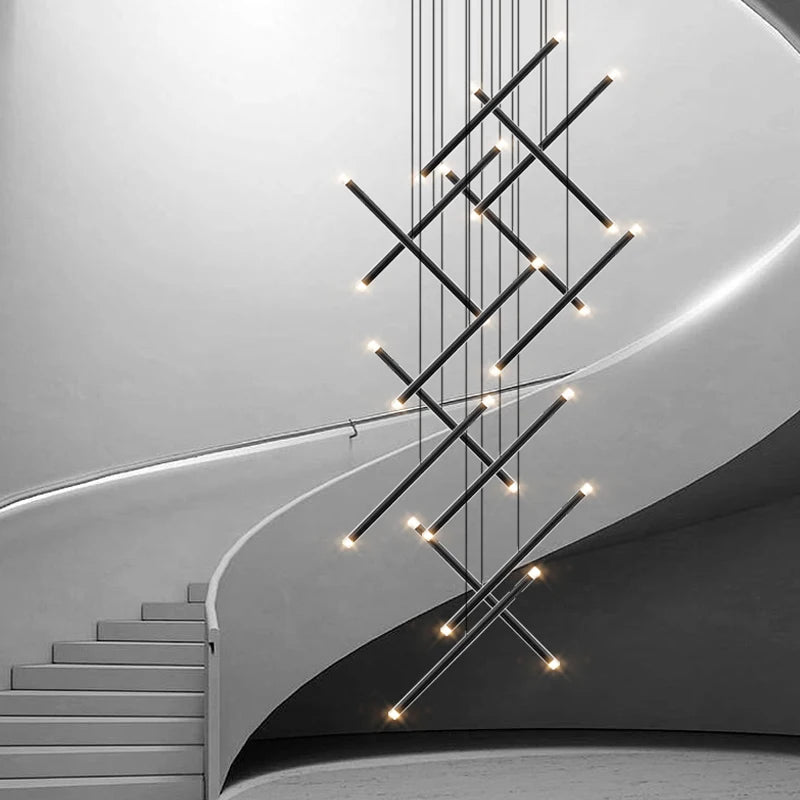 Seus Modern Long Chandelier for High Ceiling & Staircase  Seus Lighting