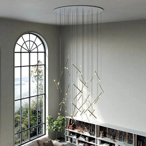 Seus Modern Long Chandelier for High Ceiling & Staircase  Seus Lighting