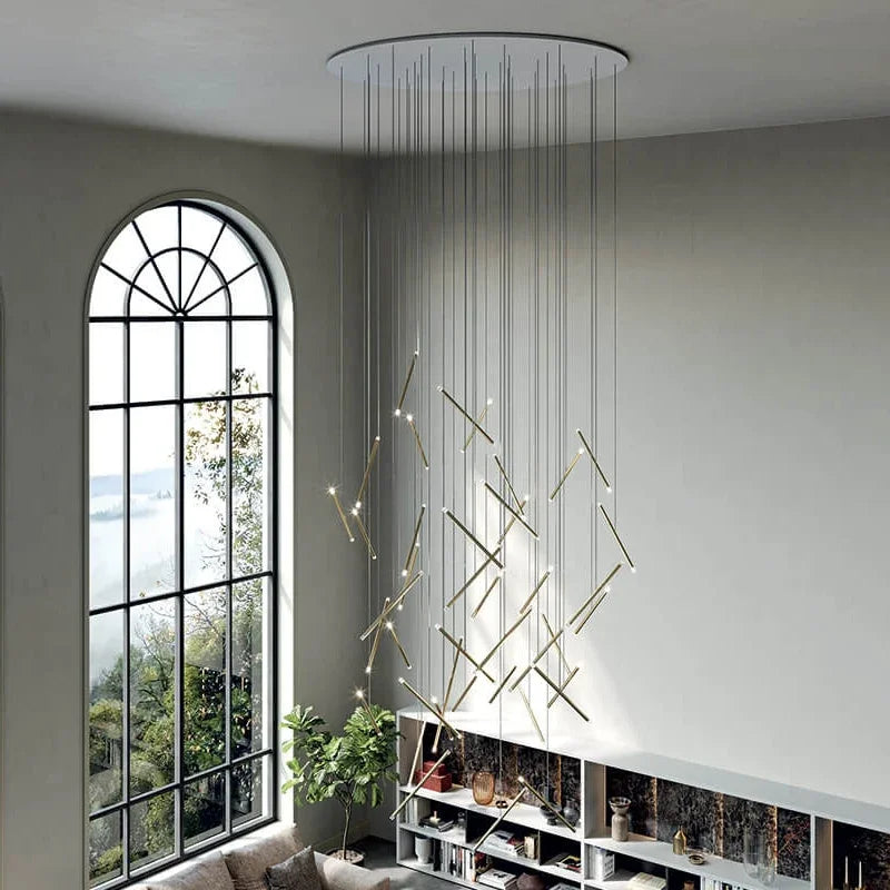 Seus Modern Long Chandelier for High Ceiling & Staircase  Seus Lighting