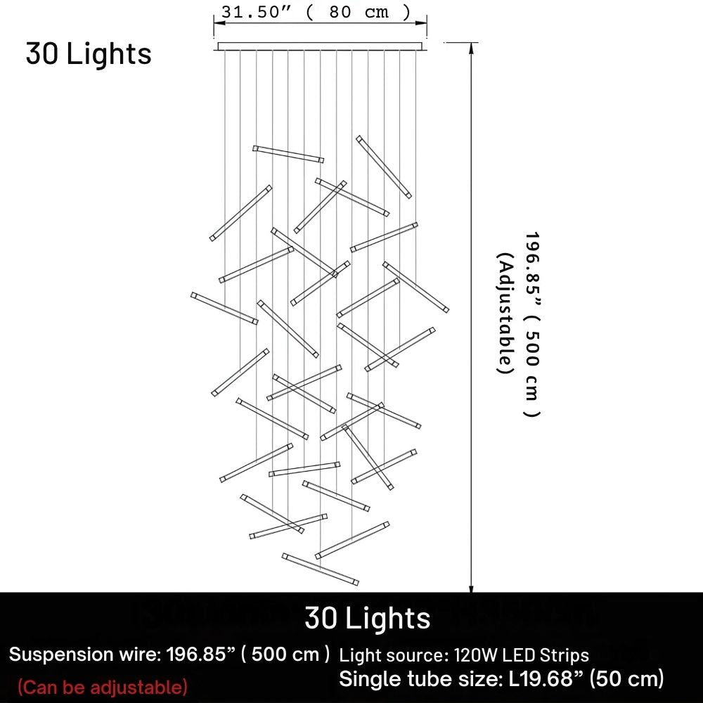 Seus Modern Long Chandelier for High Ceiling & Staircase  Seus Lighting
