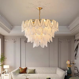 Sina 4 Tier Glass Pendant Chandelier  Seus Lighting