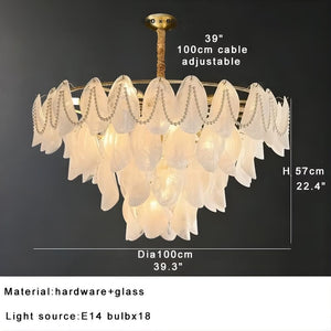 Sina 4 Tier Glass Pendant Chandelier  Seus Lighting
