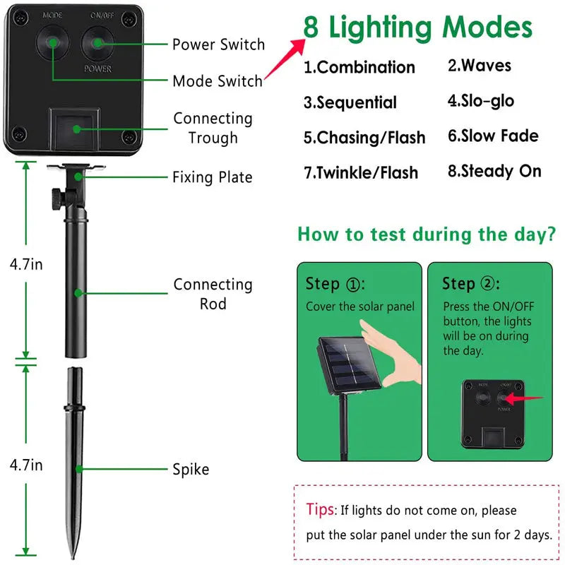 Solar Dimmable Outdoor String Lights Seus Lighting