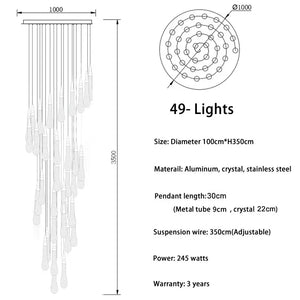 Spiral Raindrop Staircase Ceiling Lighting - Chandeliers