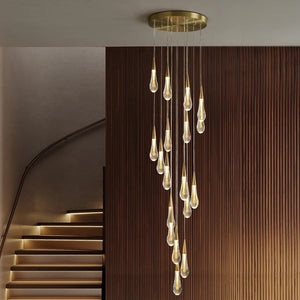 Spiral Raindrop Staircase Ceiling Lighting  Seus Lighting