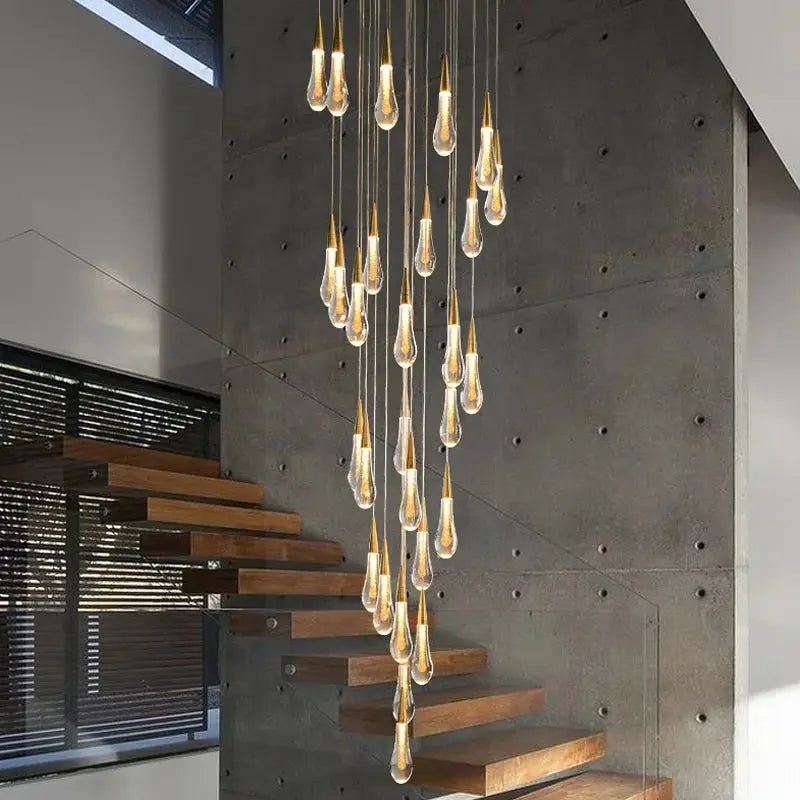 Spiral Raindrop Staircase Ceiling Lighting  Seus Lighting