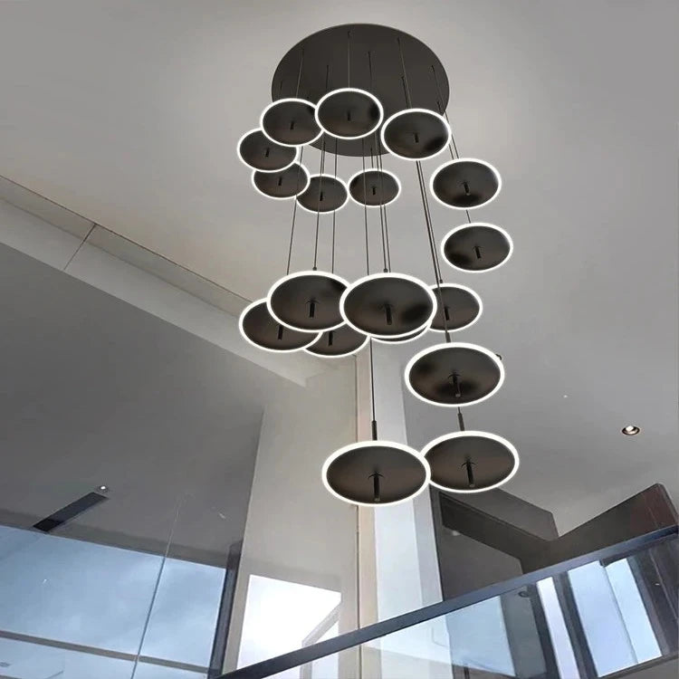 Spiral Round Scandinavian Chandelier for Staircase  Seus Lighting