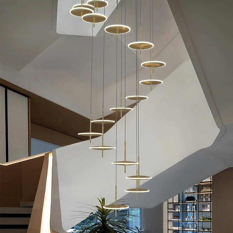 Spiral Round Scandinavian Chandelier for Staircase  Seus Lighting