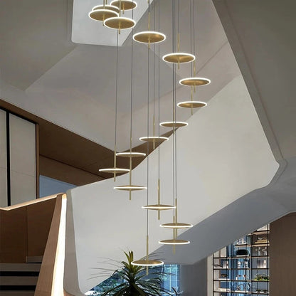 Spiral Round Scandinavian Chandelier for Staircase  Seus Lighting