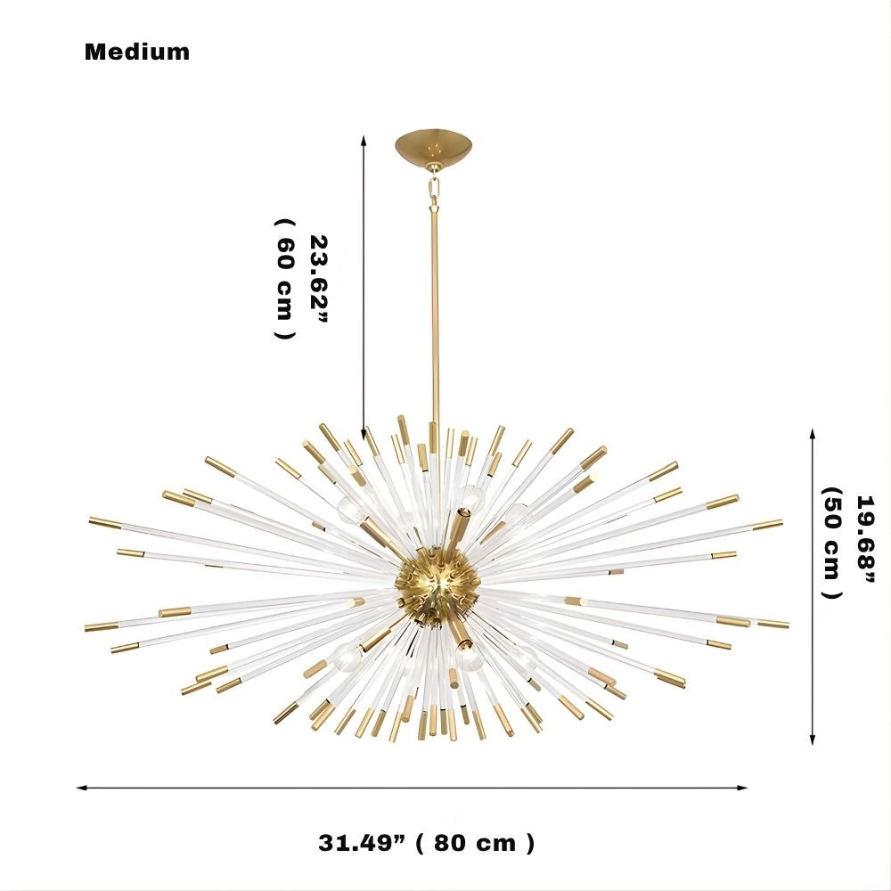 Sputnik Gold Glass Dandelion Chandelier  Seus Lighting