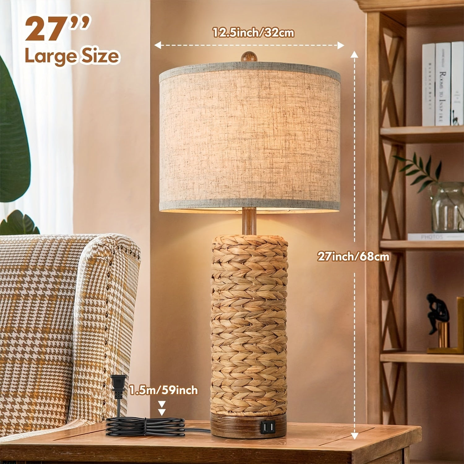 Tena Rattan Table Lamp  Seus Lighting