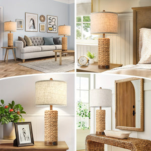Tena Rattan Table Lamp  Seus Lighting