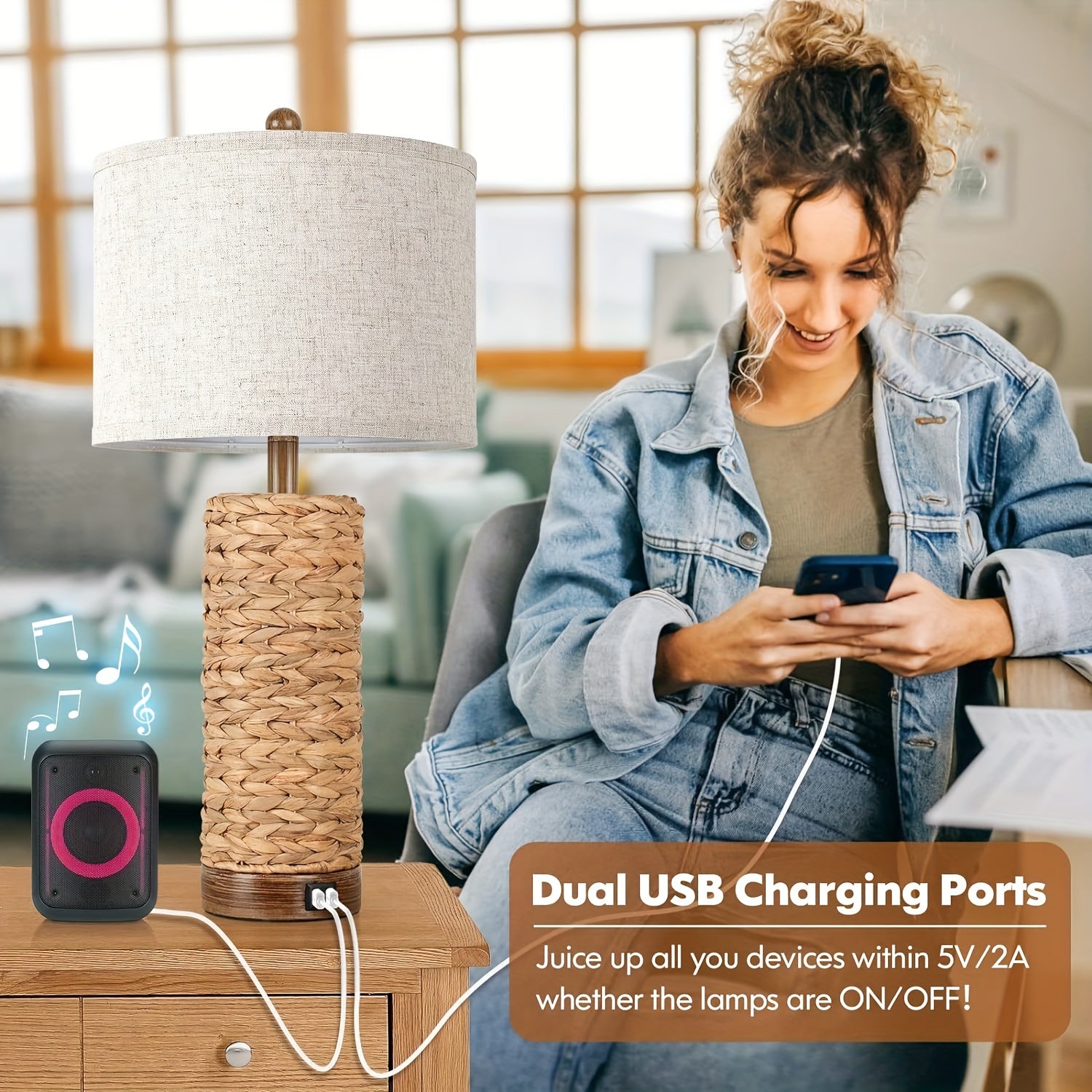 Tena Rattan Table Lamp  Seus Lighting