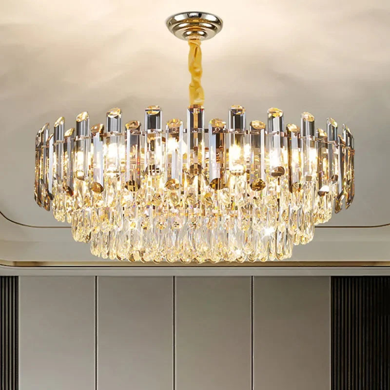Tuna Luxury Modern Crystal Round Chandelier in modern setting
