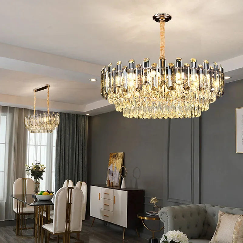 Tuna Luxury Modern Crystal Round Chandelier  Seus Lighting