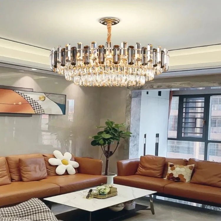 Tuna Luxury Modern Crystal Round Chandelier  Seus Lighting