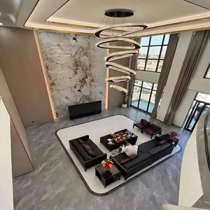 Twisted Ring Led Light Chandelier for High Ceiling  Seus Lighting