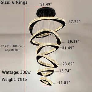 Twisted Ring Led Light Chandelier for High Ceiling  Seus Lighting