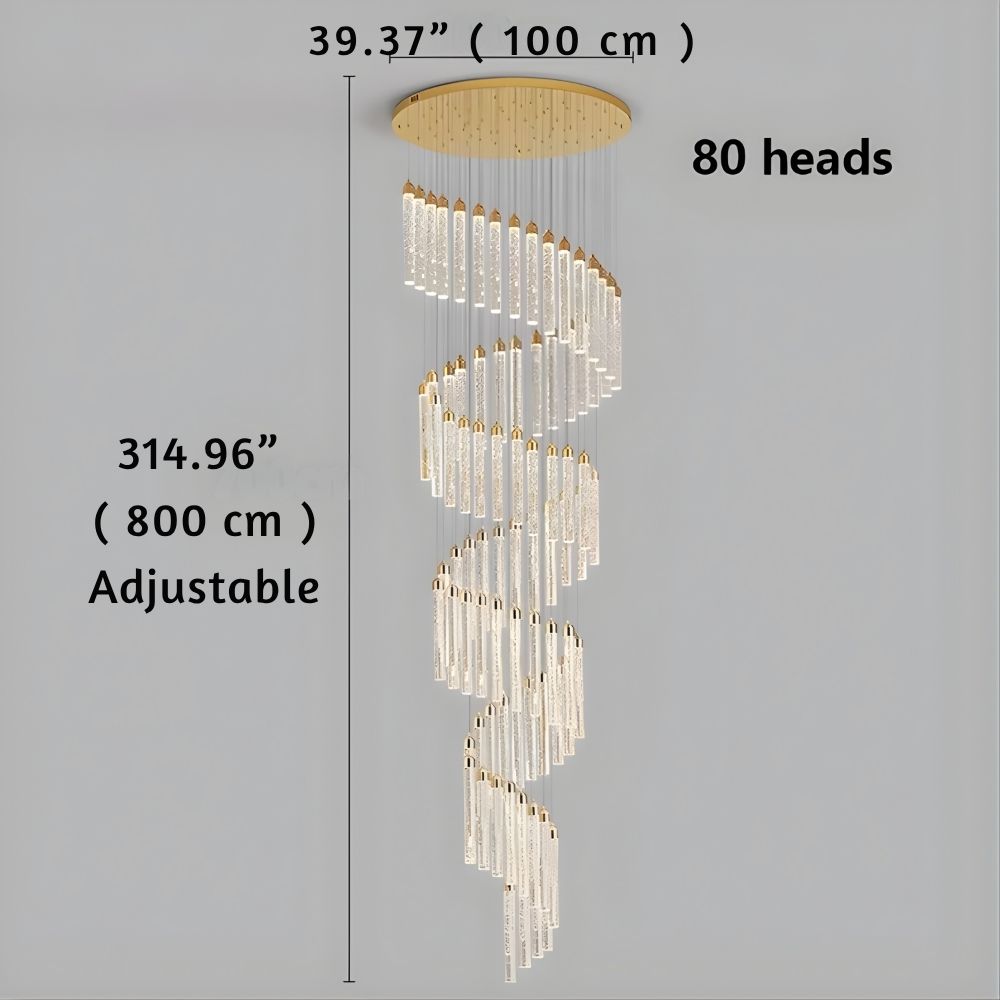 Uly Gold Crystal Chandelier for Staircase & Foyer & High Ceiling  Seus Lighting