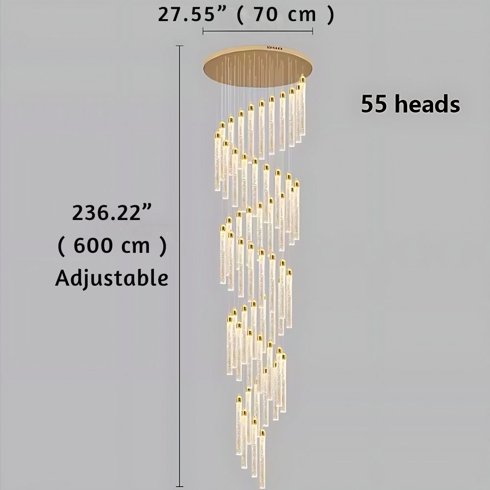 Uly Gold Crystal Chandelier for Staircase & Foyer & High Ceiling  Seus Lighting