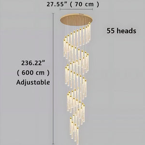 Uly Gold Crystal Chandelier for Staircase & Foyer & High Ceiling  Seus Lighting