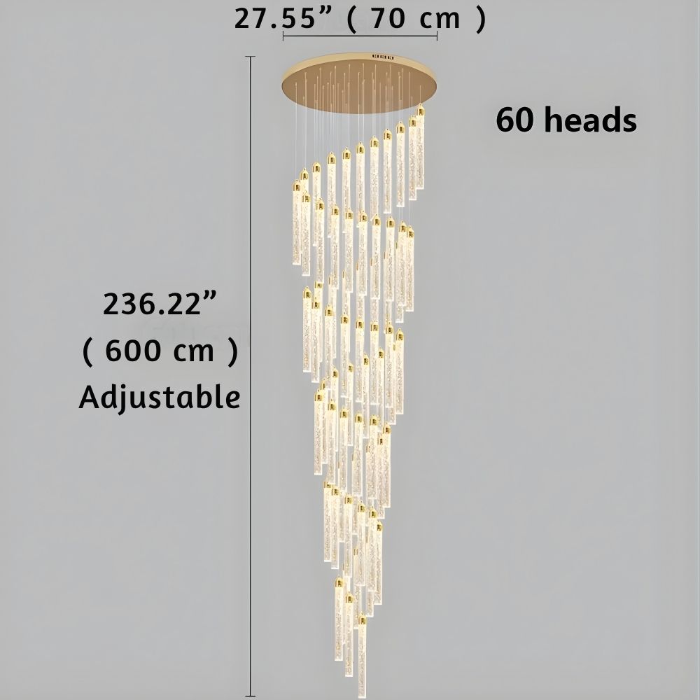 Uly Gold Crystal Chandelier for Staircase & Foyer & High Ceiling  Seus Lighting