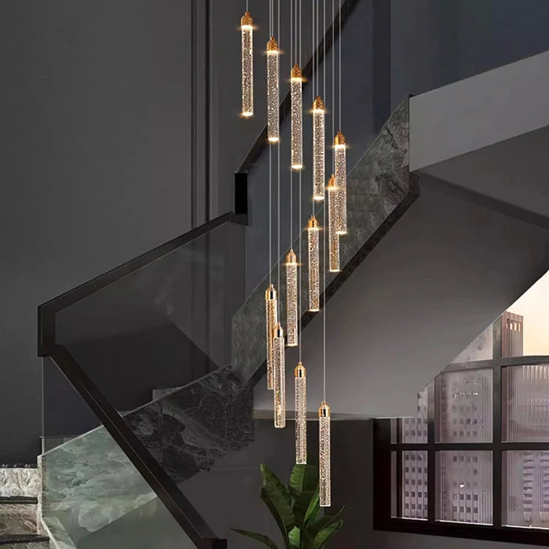 Uly Gold Crystal Chandelier for Staircase&Foyer&High Ceiling  Seus Lighting