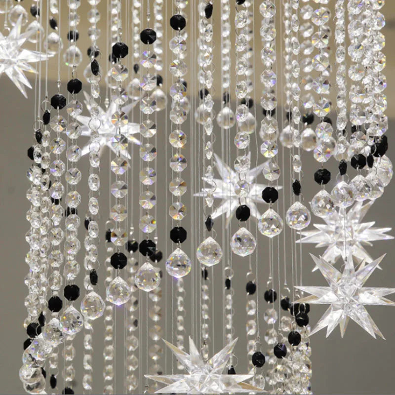 Vena spiral raindrop chandelier installed