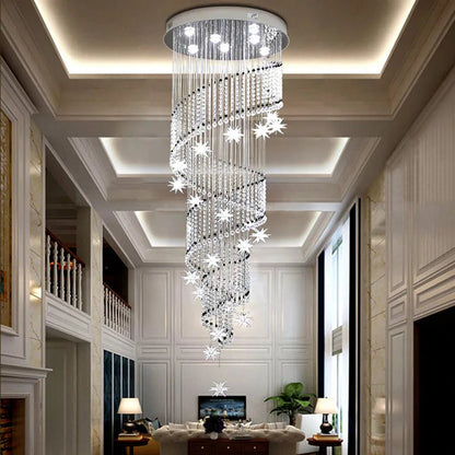Vena Spiral Raindrop Crystal Chandelier for Staircase  Seus Lighting