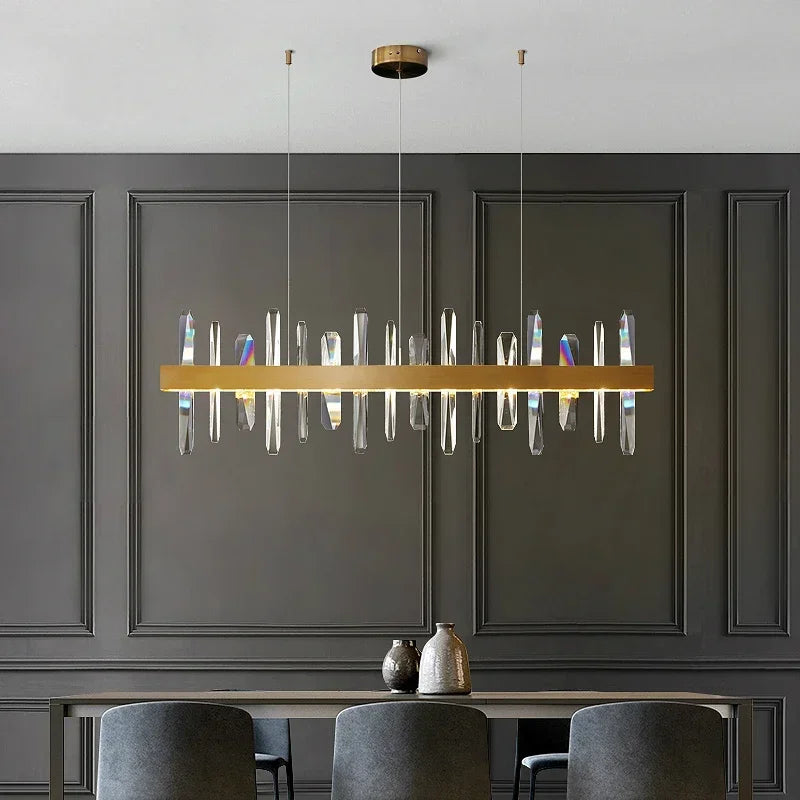 Vetra Gold Rectangular Crystal Chandelier  Seus Lighting