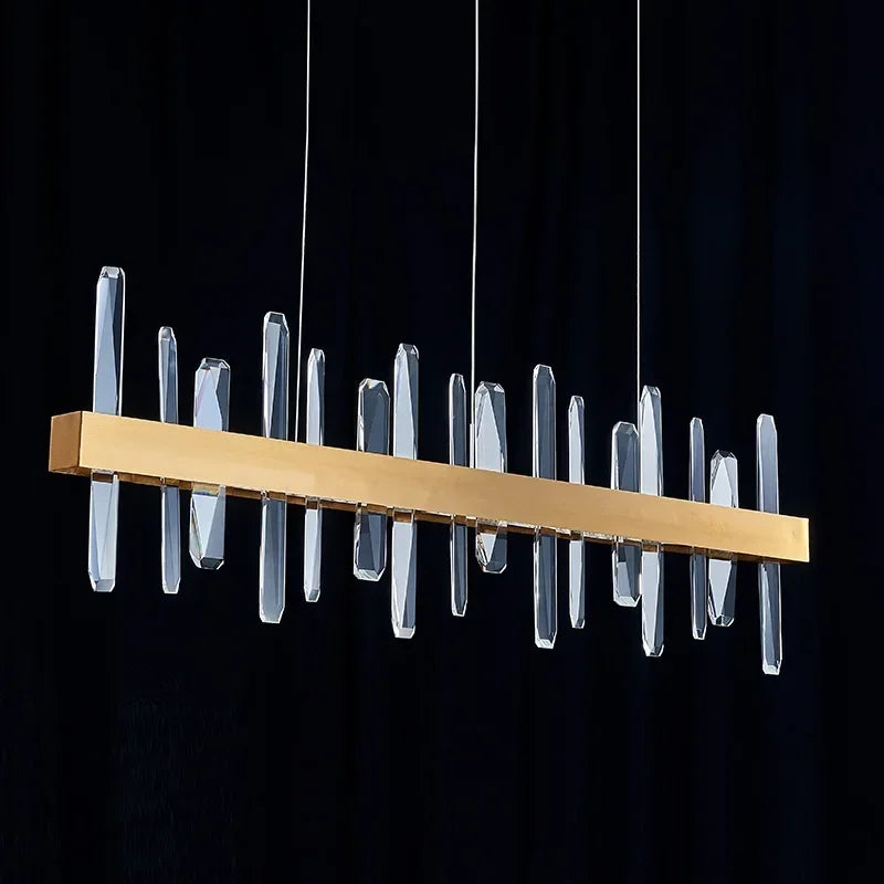 Gold Rectangular Light Gold Rectangular Crystal Chandelier | Linear Light – Seus Lighting