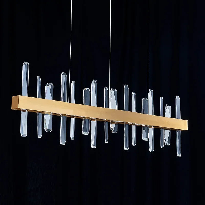 Vetra Gold Rectangular Crystal Chandelier  Seus Lighting