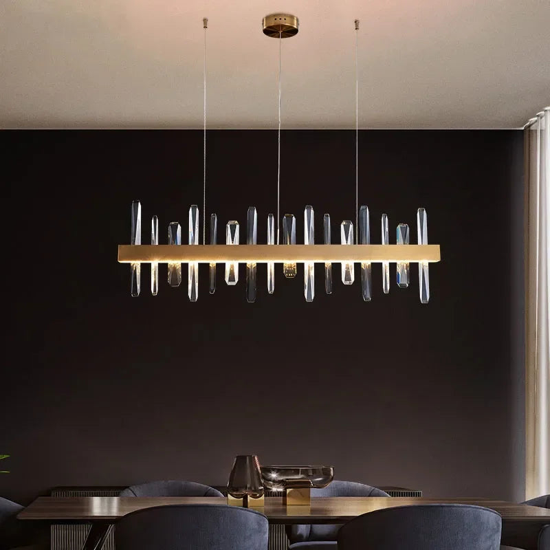 Vetra Gold Rectangular Crystal Chandelier  Seus Lighting