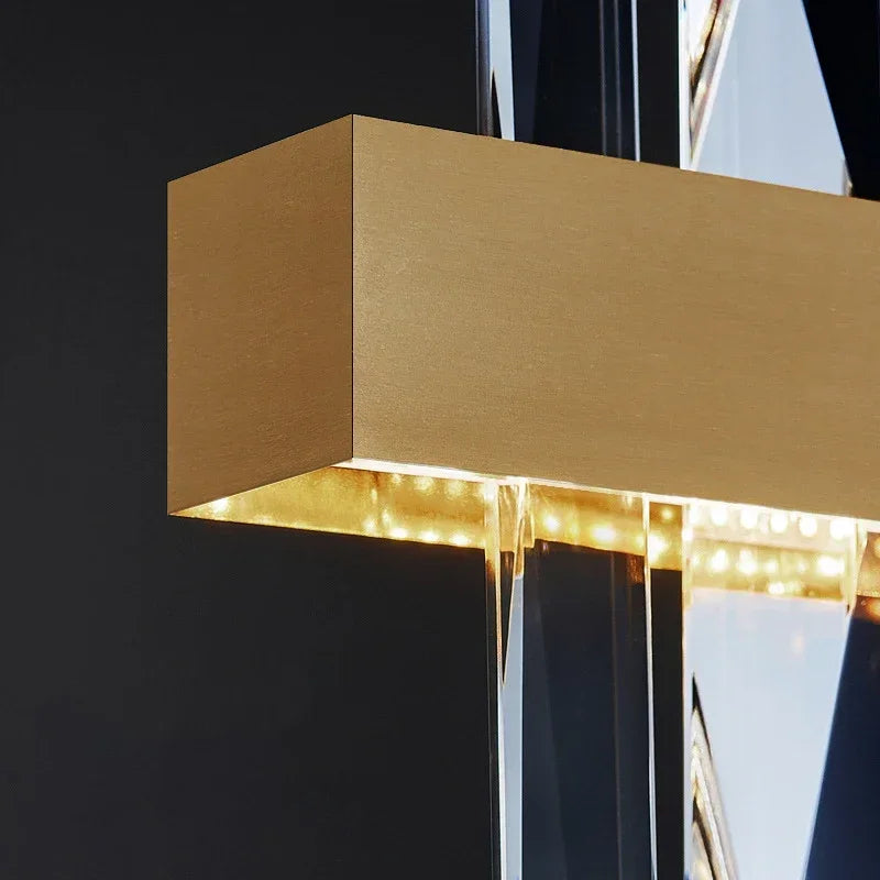 Gold Rectangular Light Gold Rectangular Crystal Chandelier | Linear Light – Seus Lighting