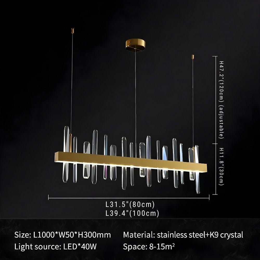 Vetra Gold Rectangular Crystal Chandelier  Seus Lighting