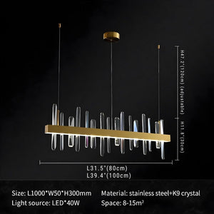 Vetra Gold Rectangular Crystal Chandelier  Seus Lighting