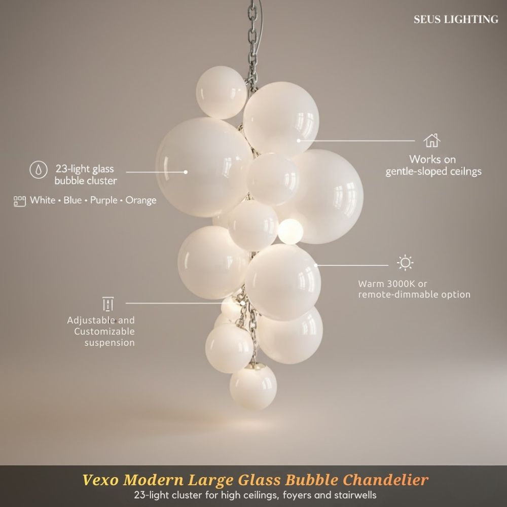 Bubble large Silver シャンデリア Vexo Modern Large Glass Bubble Chandelier | Foyer Light – Seus