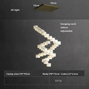 White Marble LED Cube Chandelier 7/9/18/25/36 Light - Led Chandeliers