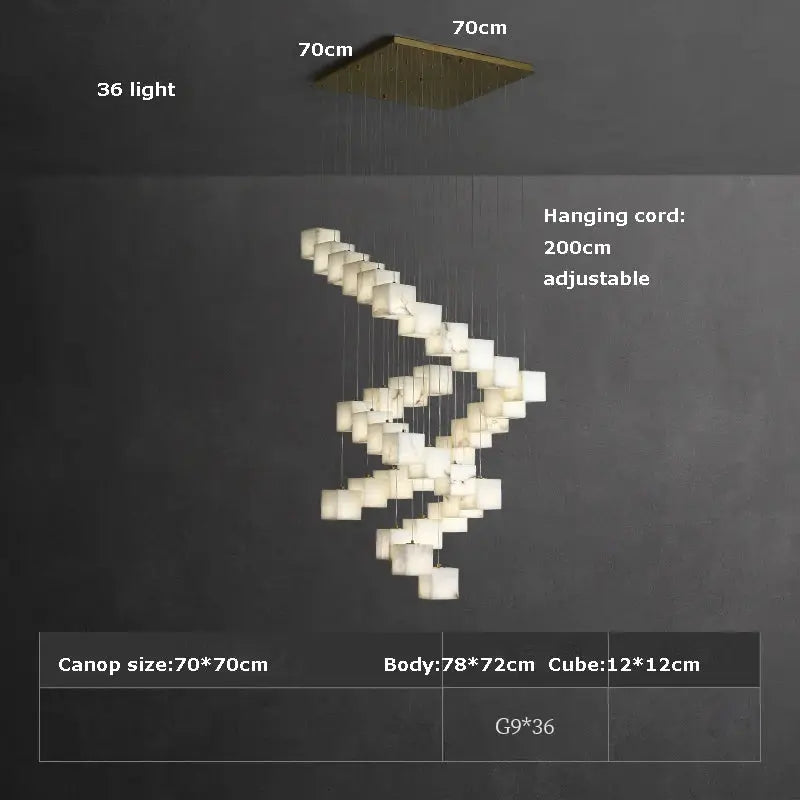 White Marble LED Cube Chandelier 7/9/18/25/36 Light - Led Chandeliers