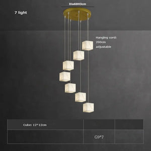 White Marble LED Cube Chandelier 7/9/18/25/36 Light - Led Chandeliers