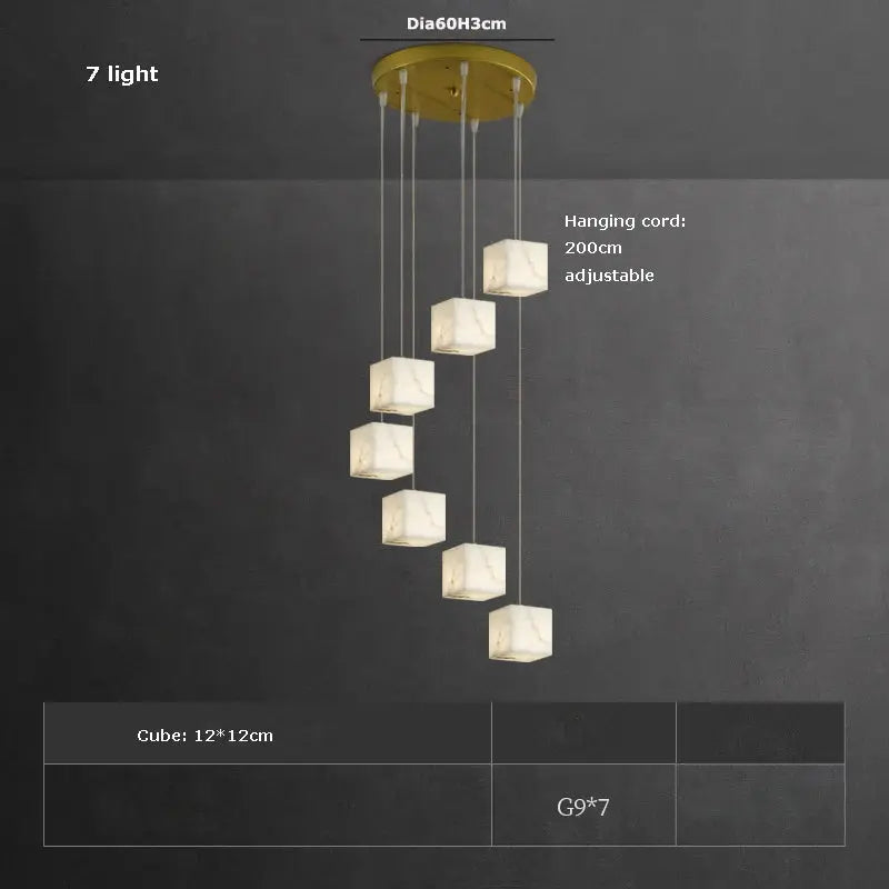 White Marble LED Cube Chandelier 7/9/18/25/36 Light - Led Chandeliers