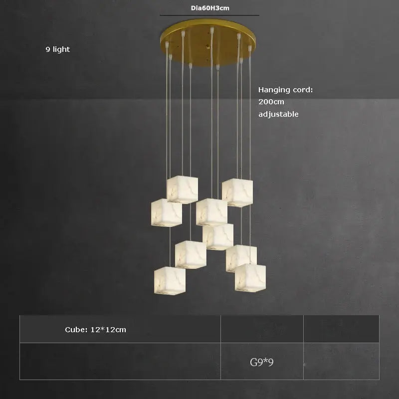 White Marble LED Cube Chandelier 7/9/18/25/36 Light - Led Chandeliers