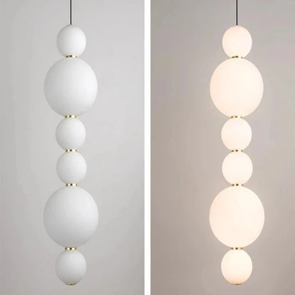 White Multi Globe Pendant Light for Staircase High Ceiling Seus Lighting