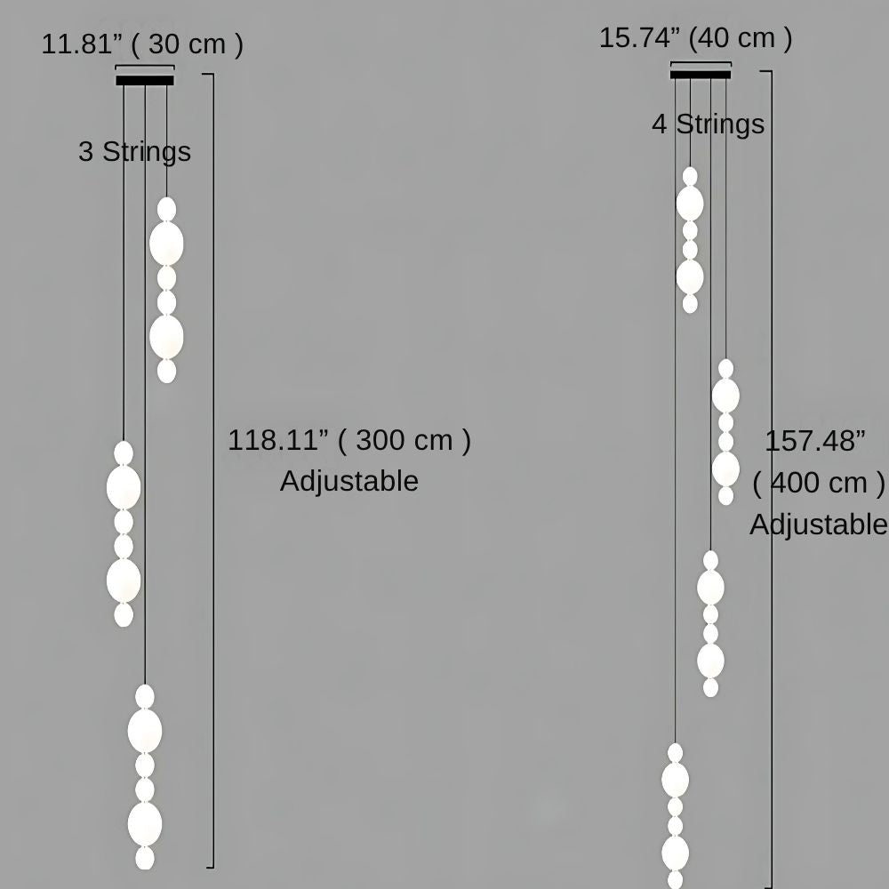 White Multi Globe Pendant Light for Staircase & High Ceiling  Seus Lighting